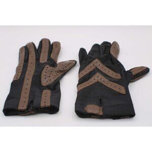 Isotoner Womens Driving Gloves OSFM Brown Leather Black Poly Fashion Warm Vtg